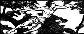 wood-engraving original print: The Apple for Daphnis and Chloe